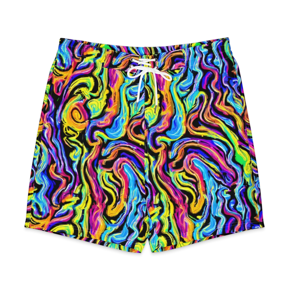 Fuchsia Circuit on Men's Board Shorts — Front