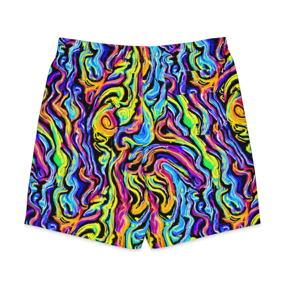 Fuchsia Circuit on Men's Board Shorts — Back