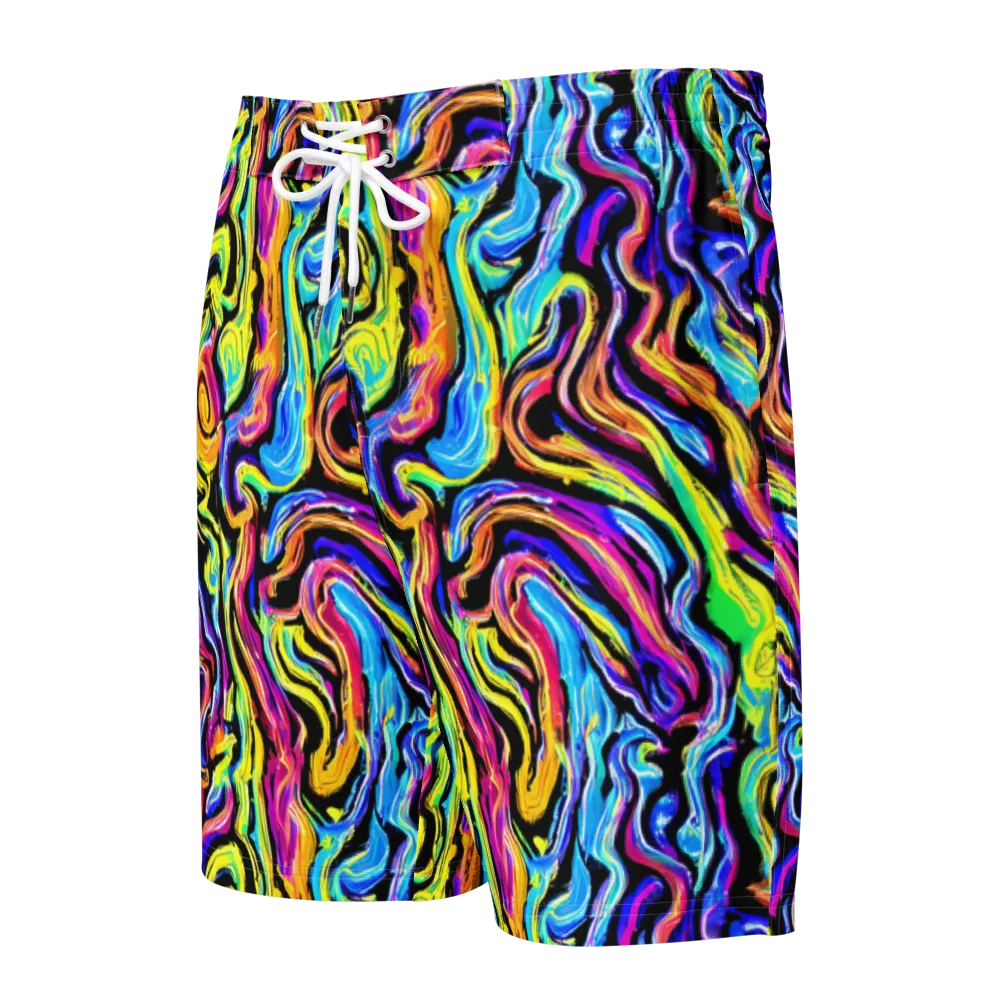 Fuchsia Circuit on Men's Board Shorts — Front