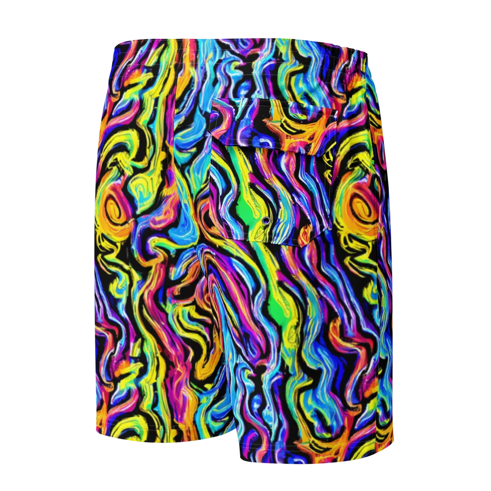 Fuchsia Circuit on Men's Board Shorts — Back