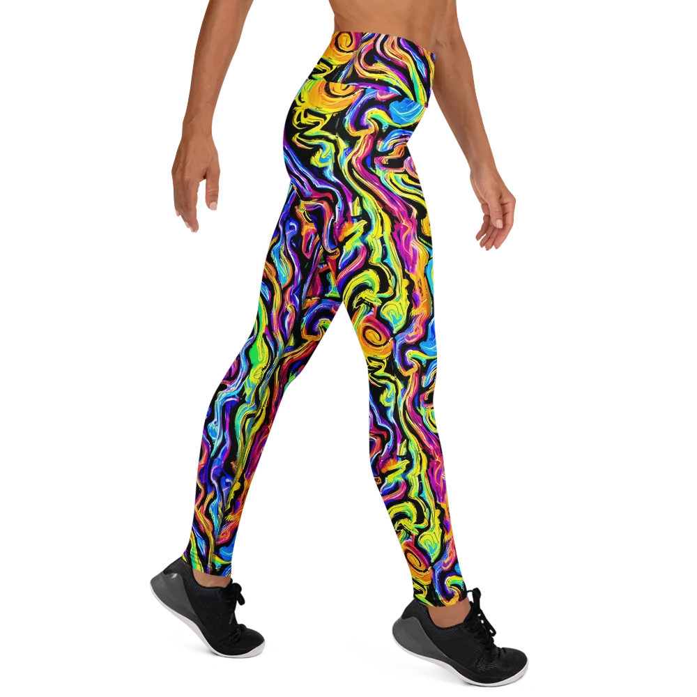 Fuchsia Circuit on Yoga Leggings — Right