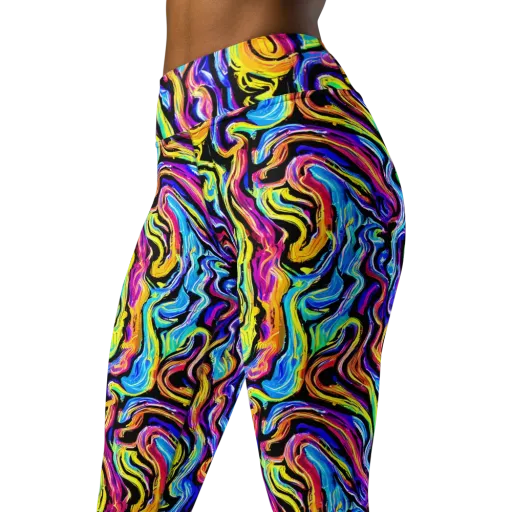 Fuchsia Circuit on a Yoga Leggings