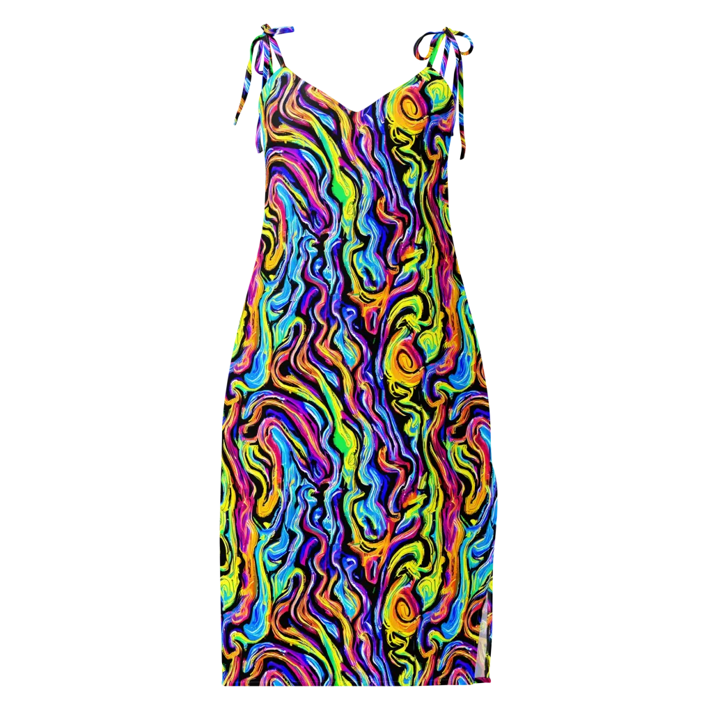 Fuchsia Circuit on Slip Dress — Front
