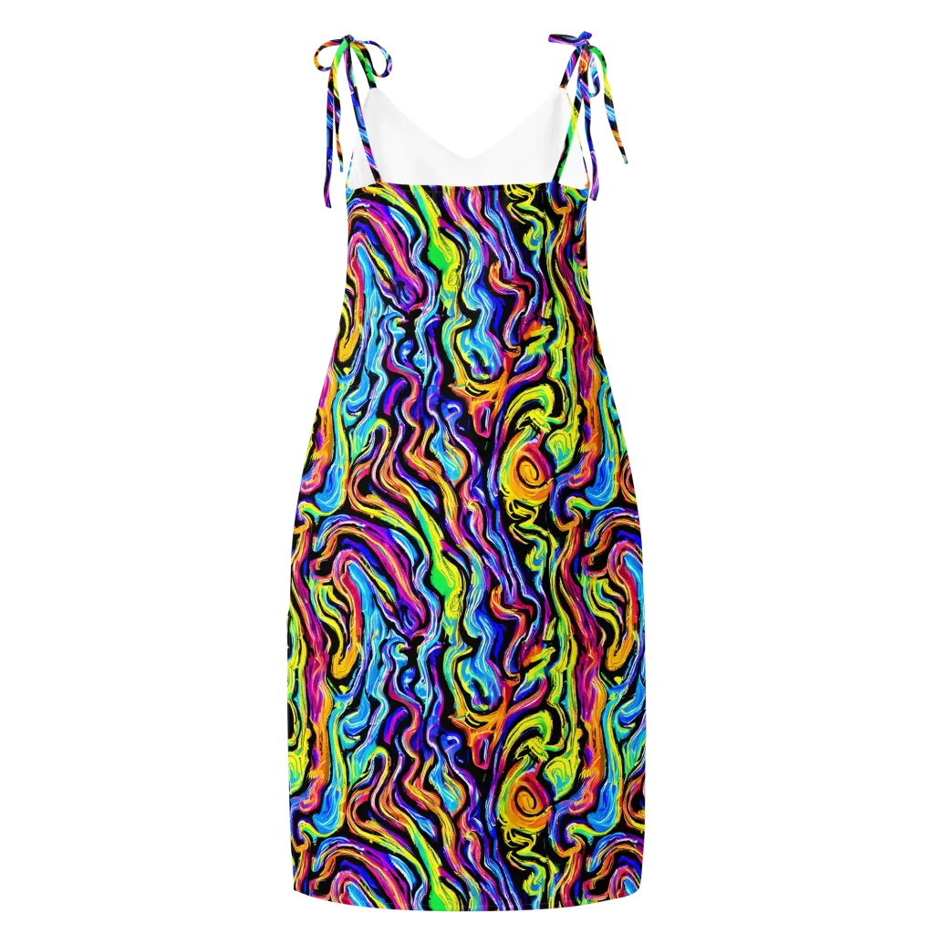 Fuchsia Circuit on Slip Dress — Back