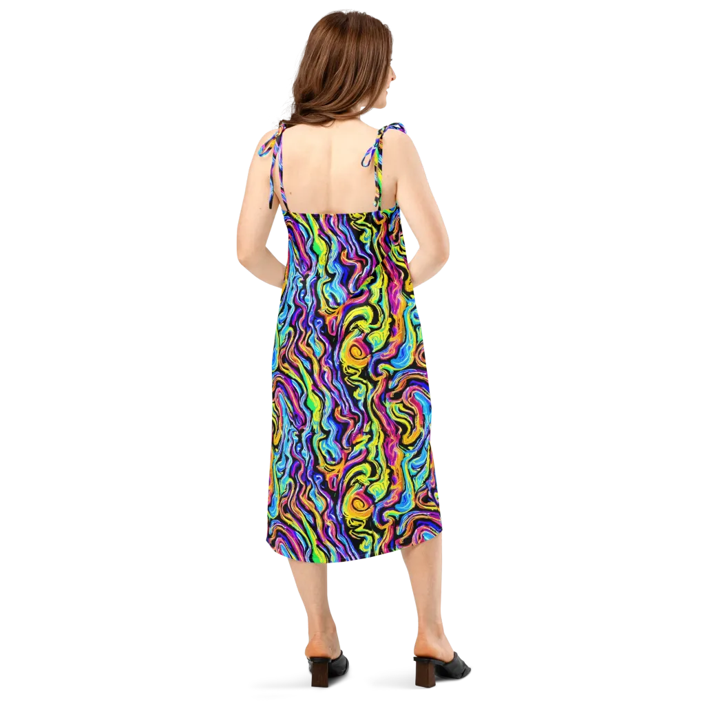 Fuchsia Circuit on Slip Dress — Back