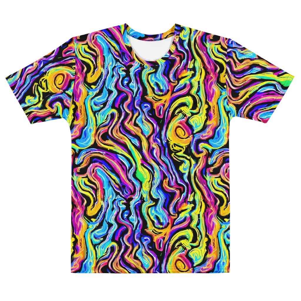 Fuchsia Circuit on Men's Cotton Crew Neck T-Shirt — Front