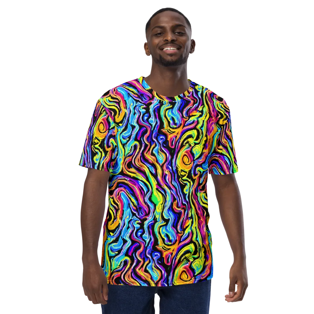 Fuchsia Circuit on Men's Crew Neck T-Shirt — Front