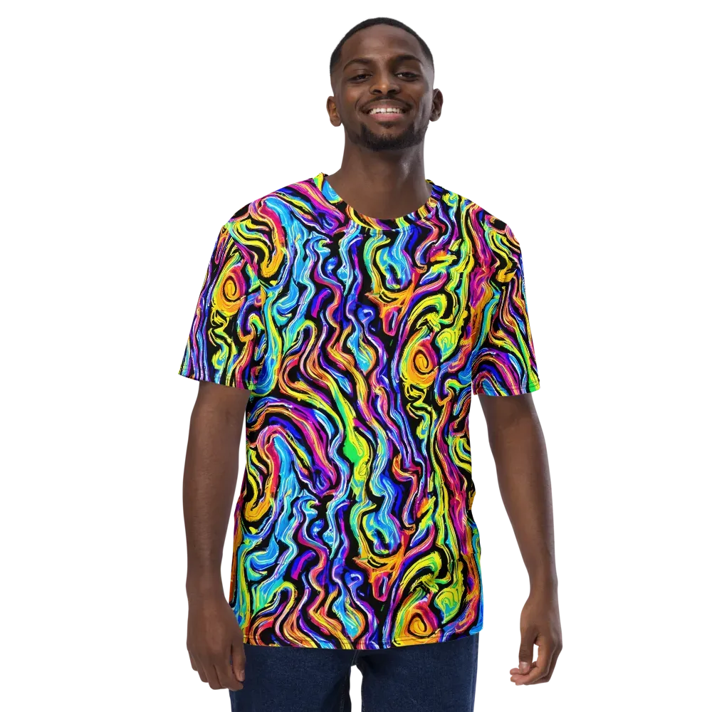 Fuchsia Circuit on Men's Crew Neck T-Shirt — Front