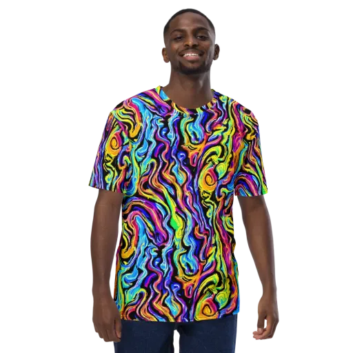 Fuchsia Circuit on a Men's Crew Neck T-Shirt