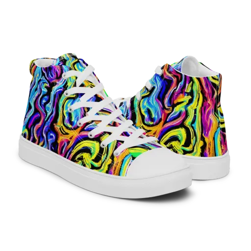 Fuchsia Circuit on a Men's High Top Canvas Shoes