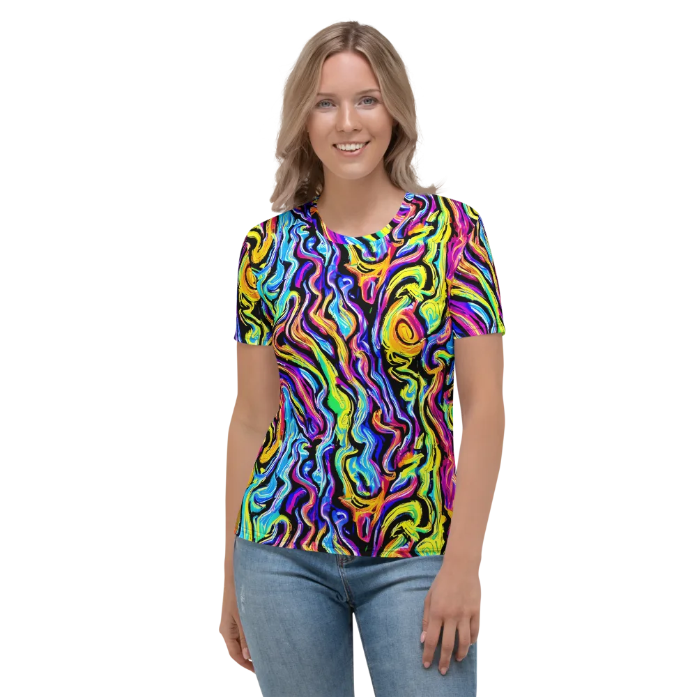 Fuchsia Circuit on Women's Crew Neck T-Shirt — Front