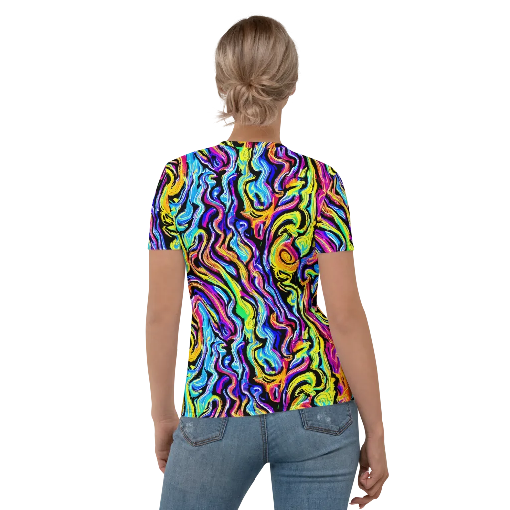 Fuchsia Circuit on Women's Crew Neck T-Shirt — Back