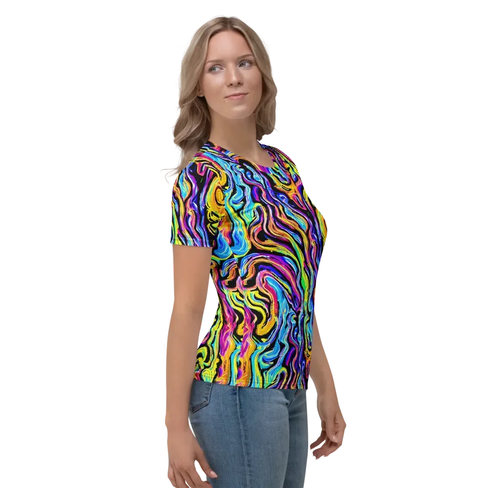Fuchsia Circuit on Women's Crew Neck T-Shirt — Right