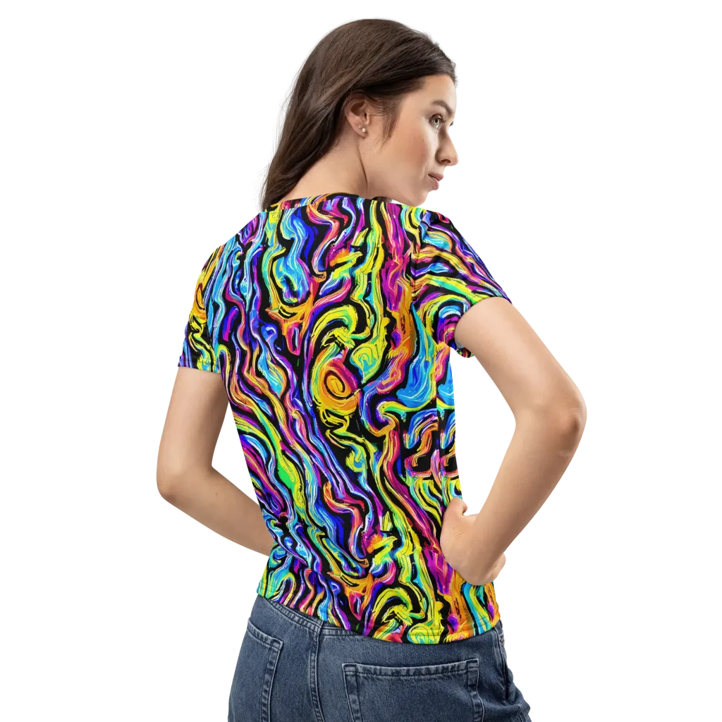Fuchsia Circuit on Women's Crew Neck T-Shirt — Back