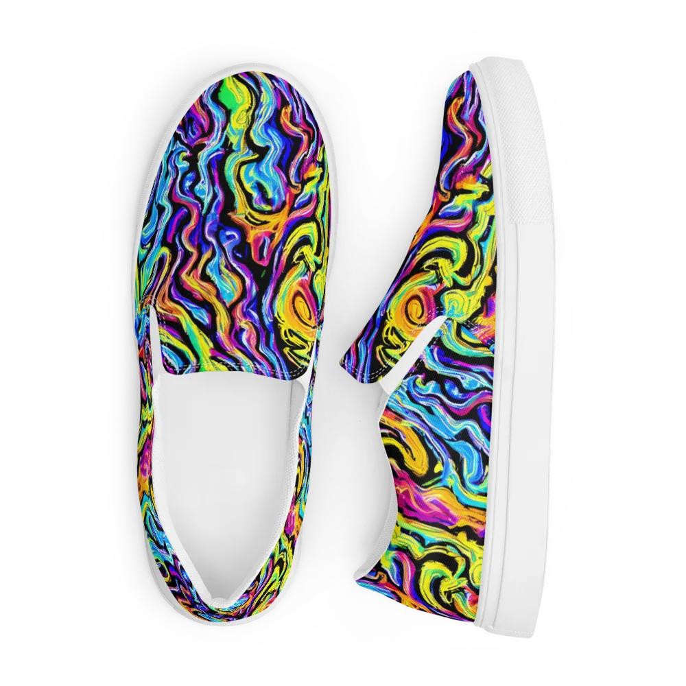 Fuchsia Circuit on Men's Slip-On Canvas Shoes — Front