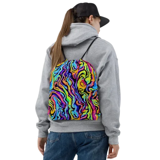 Fuchsia Circuit on a Drawstring Bag
