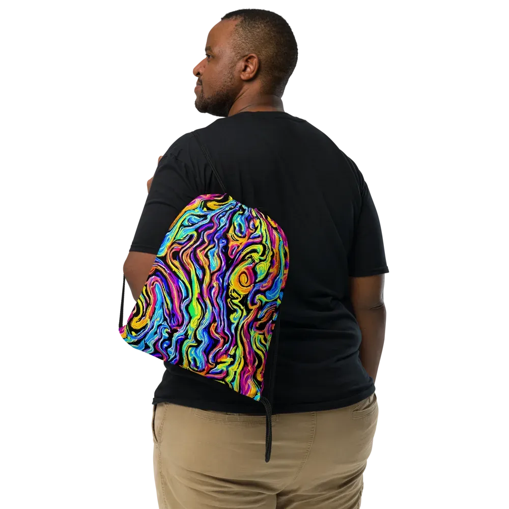 Fuchsia Circuit on Drawstring Bag — Front