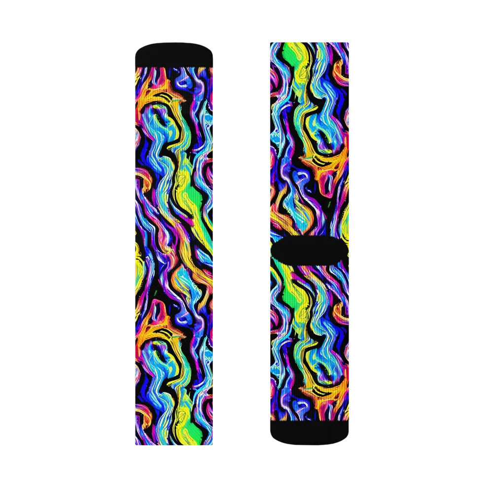 Fuchsia Circuit on Socks — Left Sock