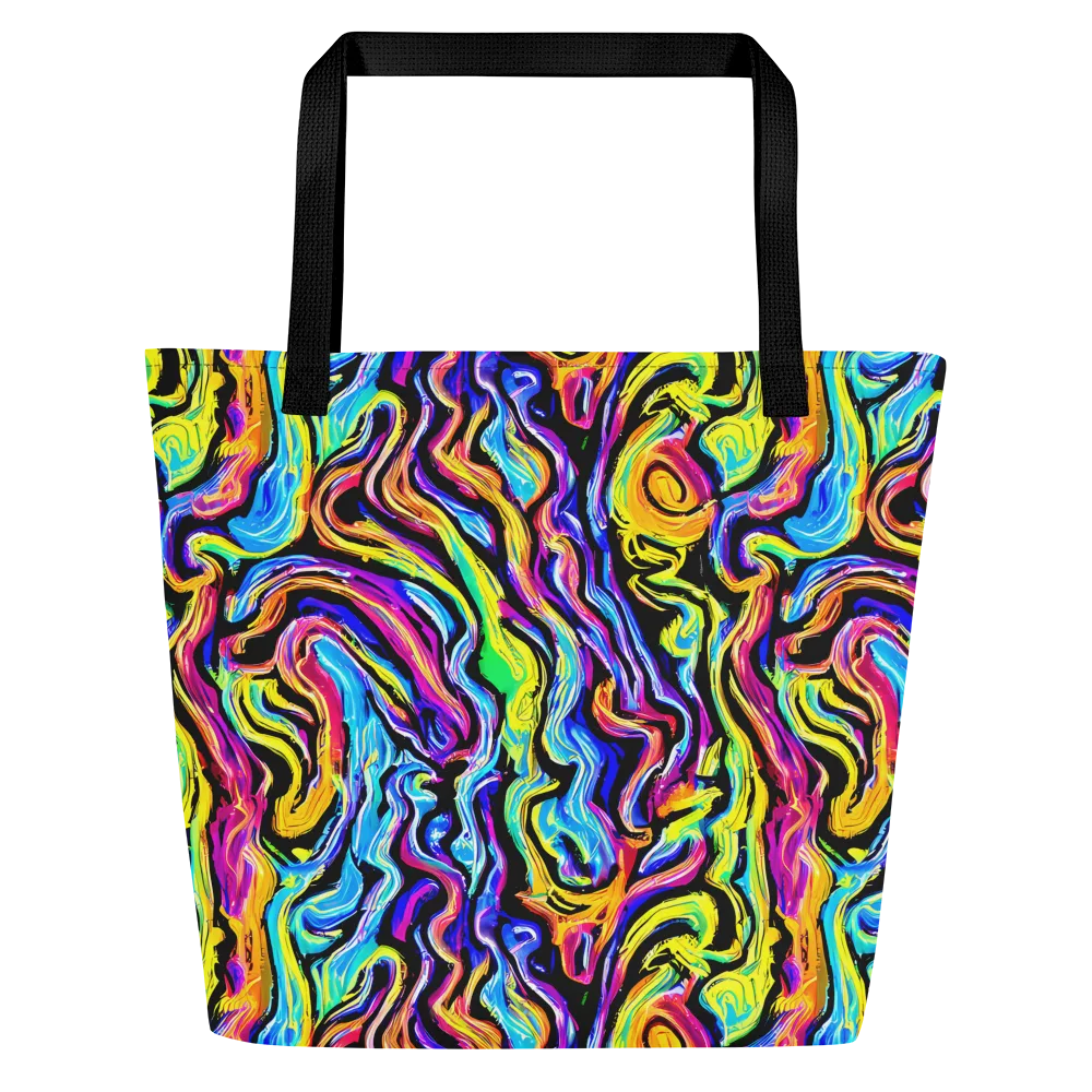 Fuchsia Circuit on Large Tote Bag W/ Pocket — Front