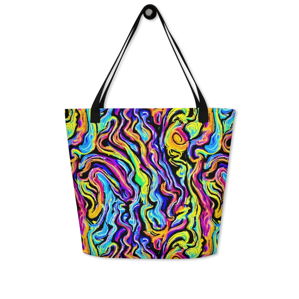 Fuchsia Circuit on Large Tote Bag W/ Pocket — Front