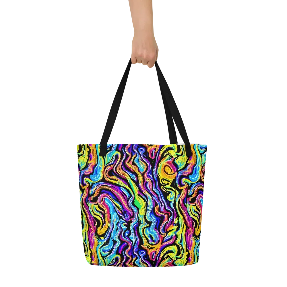 Fuchsia Circuit on Large Tote Bag W/ Pocket — Front