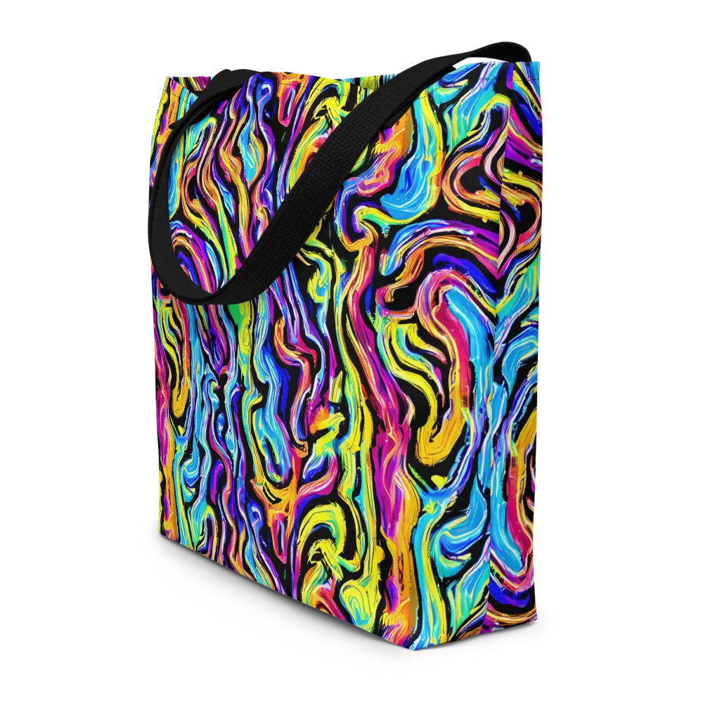Fuchsia Circuit on Large Tote Bag W/ Pocket — Front