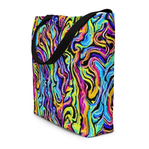 Fuchsia Circuit on a Large Tote Bag W/ Pocket