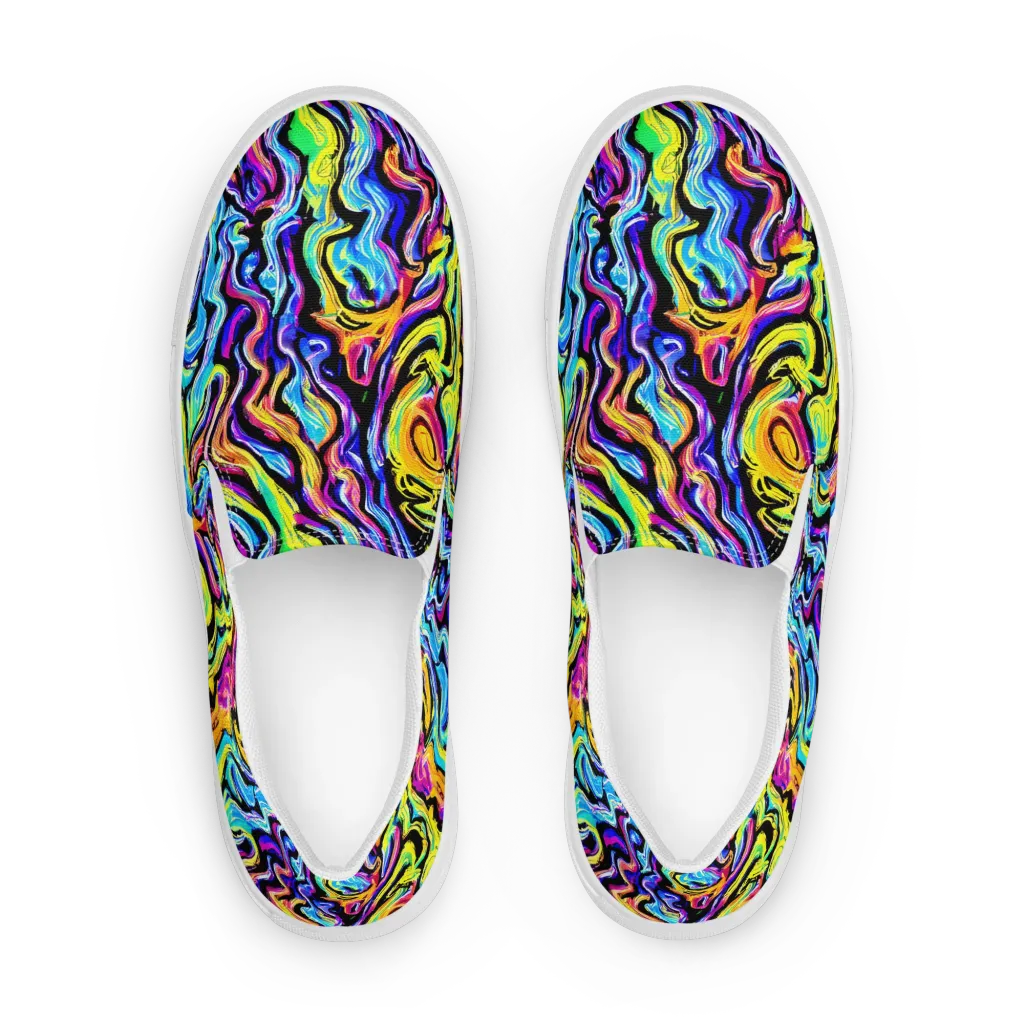 Fuchsia Circuit on Women's Slip-On Canvas Shoes — Front