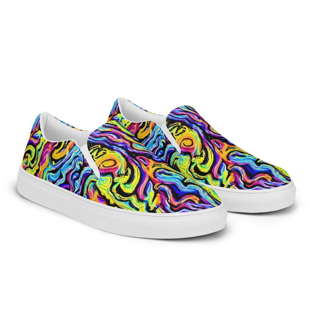 Fuchsia Circuit on Women's Slip-On Canvas Shoes — Right Front