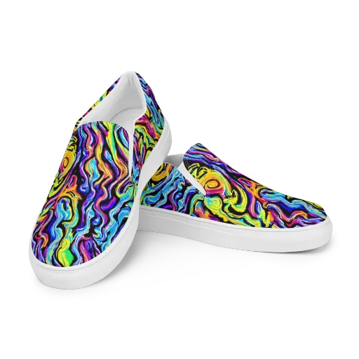 Fuchsia Circuit on a Women's Slip-On Canvas Shoes