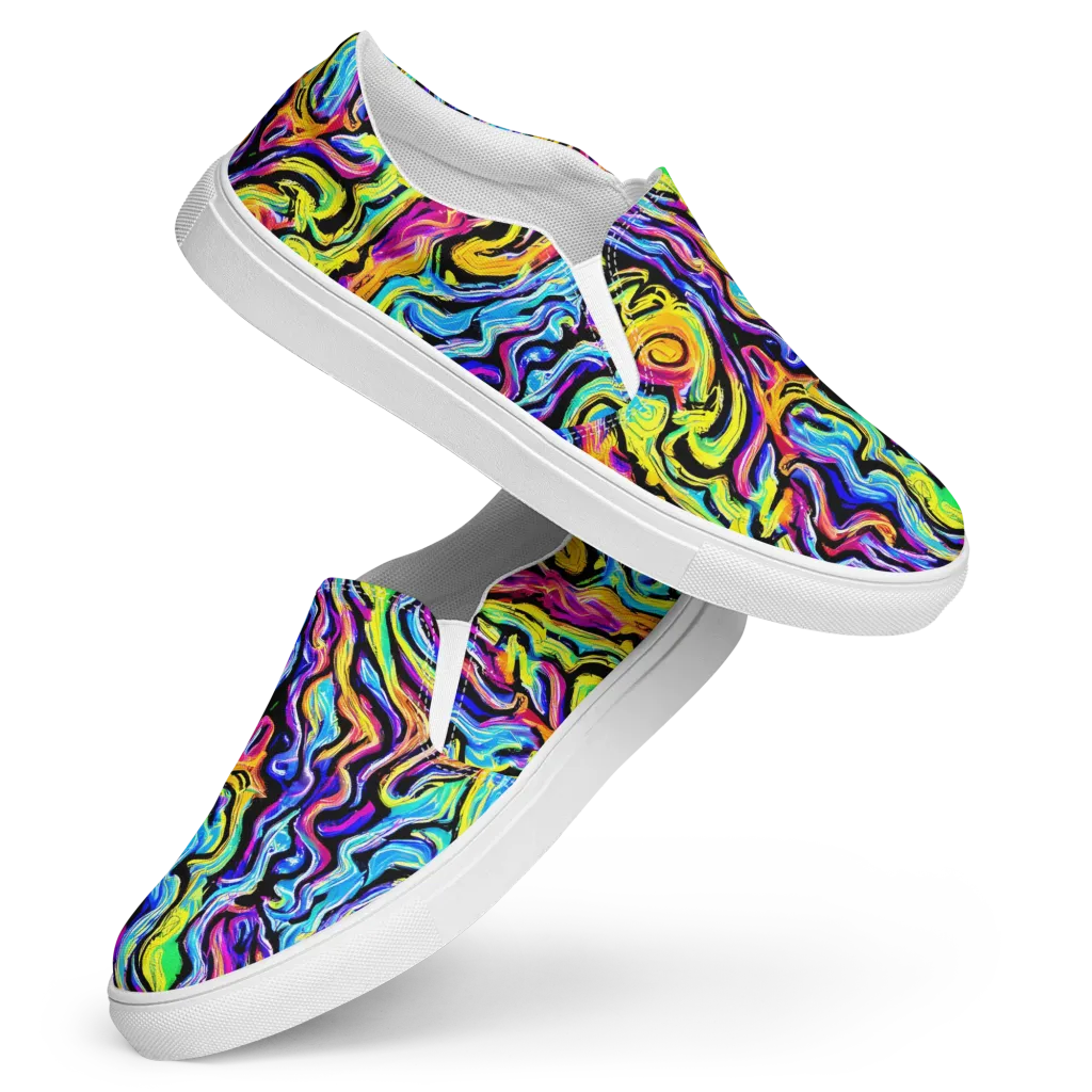 Fuchsia Circuit on Women's Slip-On Canvas Shoes — Front