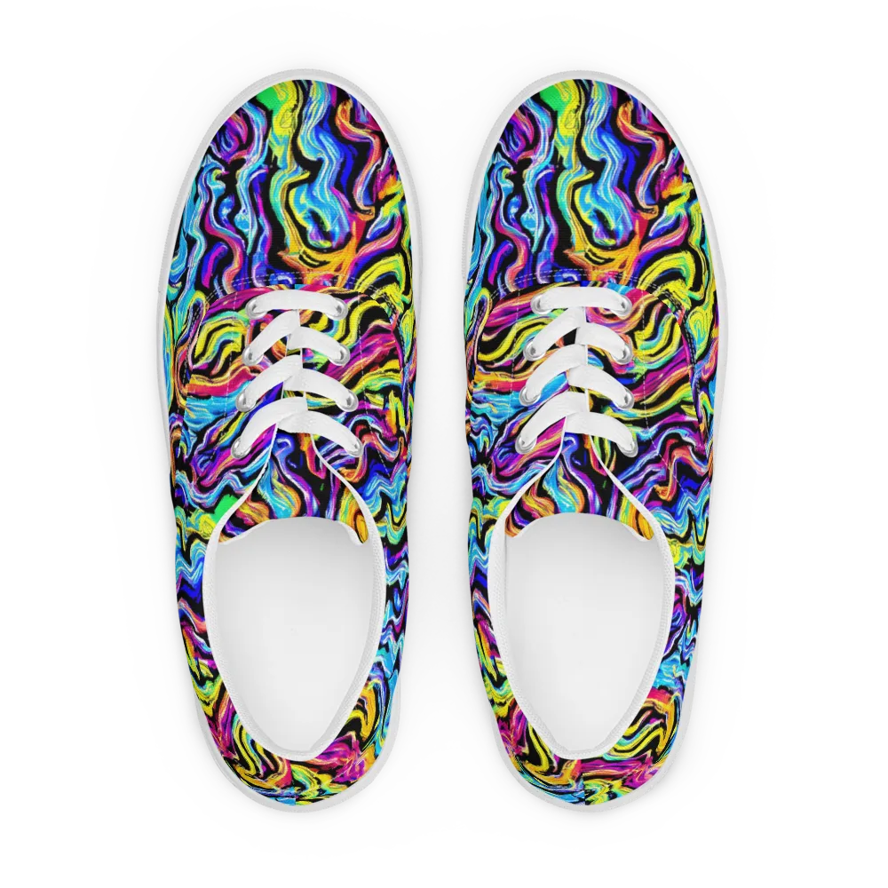 Fuchsia Circuit on Men's Lace-Up Canvas Shoes — Front