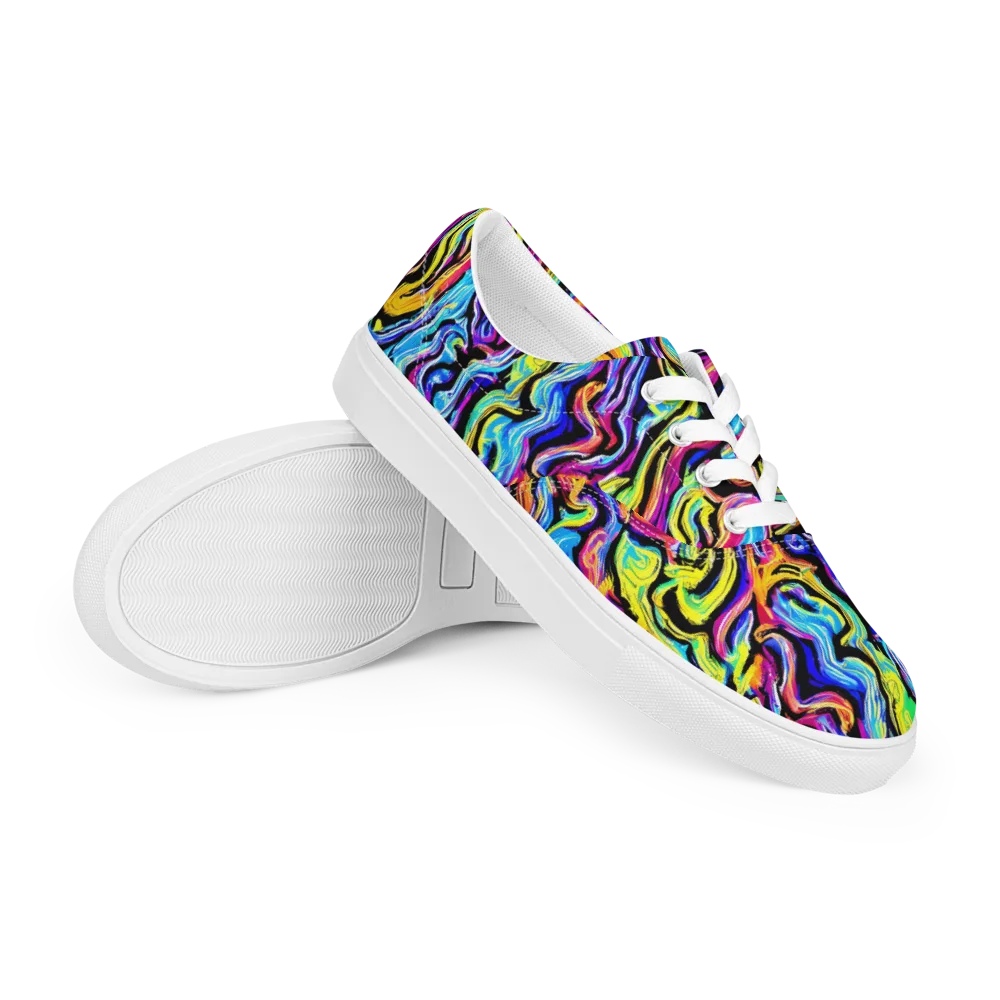 Fuchsia Circuit on Men's Lace-Up Canvas Shoes — Right Front
