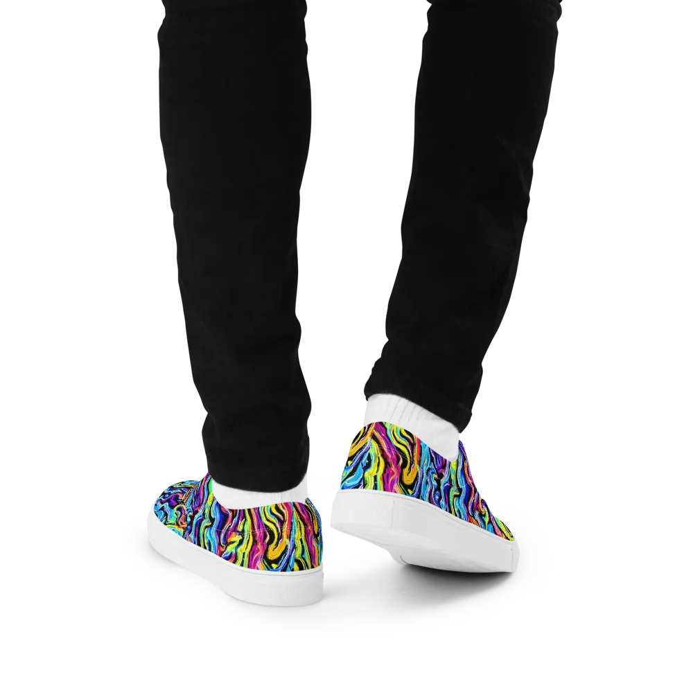 Fuchsia Circuit on Men's Lace-Up Canvas Shoes — Back