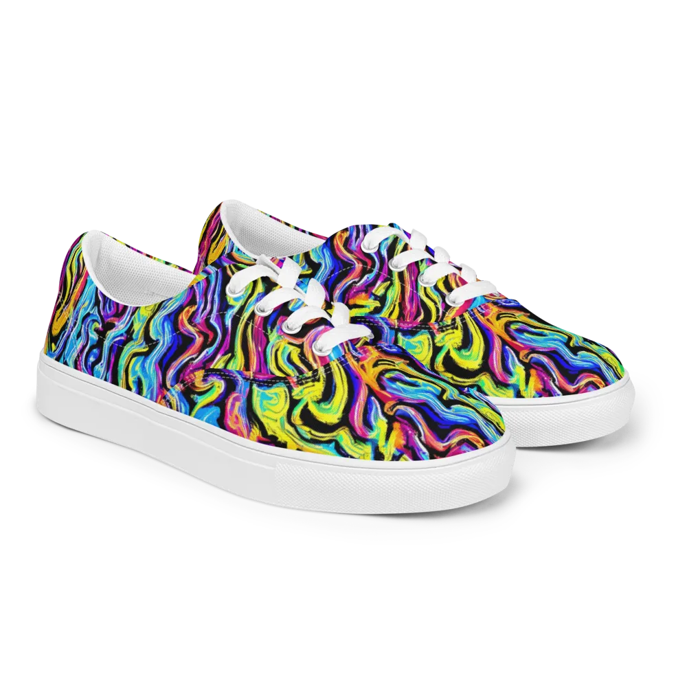 Fuchsia Circuit on Men's Lace-Up Canvas Shoes — Right Front