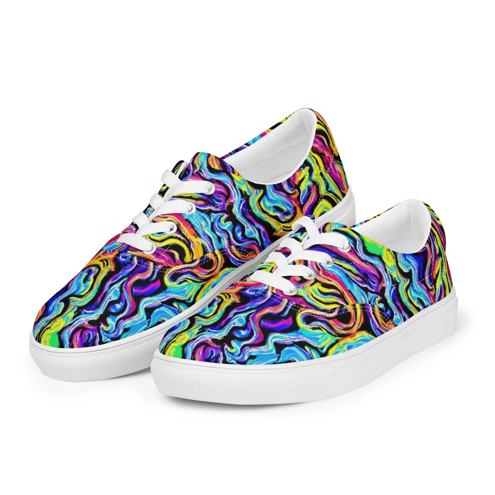 Fuchsia Circuit on Men's Lace-Up Canvas Shoes — Left Front