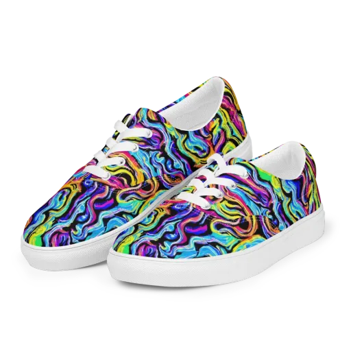 Fuchsia Circuit on a Men's Lace-Up Canvas Shoes