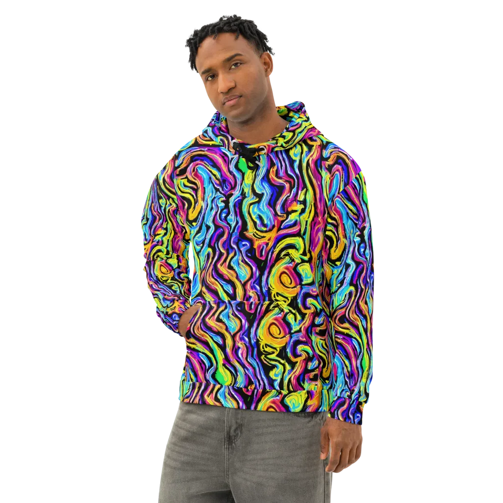 Fuchsia Circuit on Cotton Hoodie — Left Front