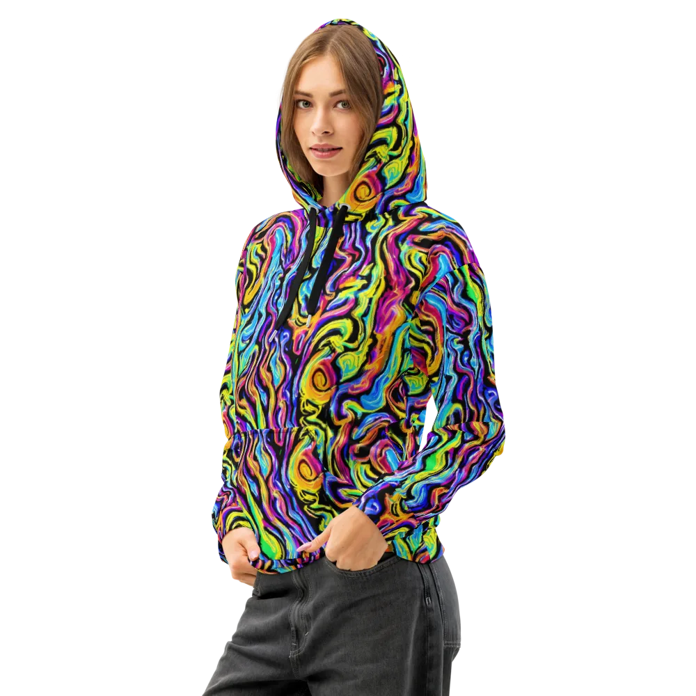 Fuchsia Circuit on Cotton Hoodie — Left Front
