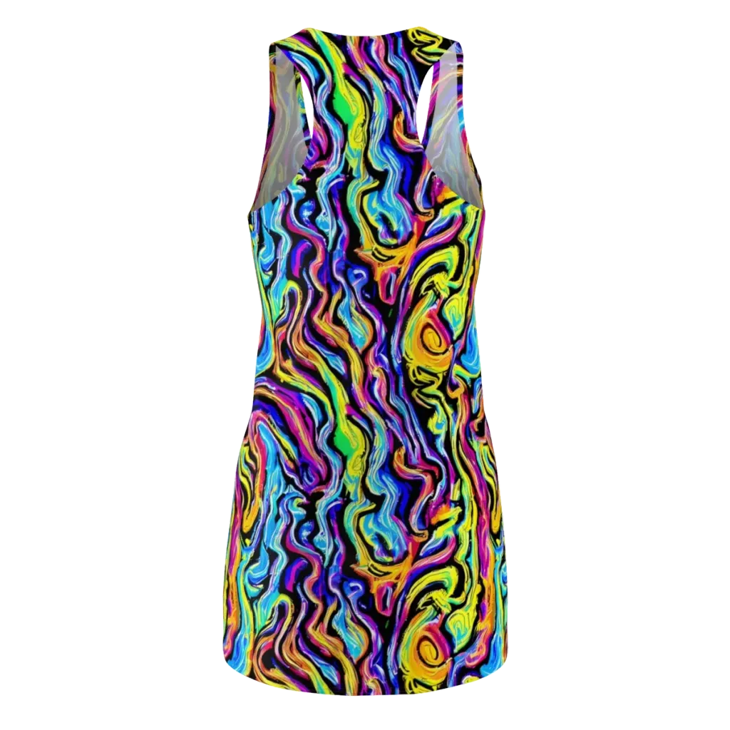 Fuchsia Circuit on Racerback Dress — Back
