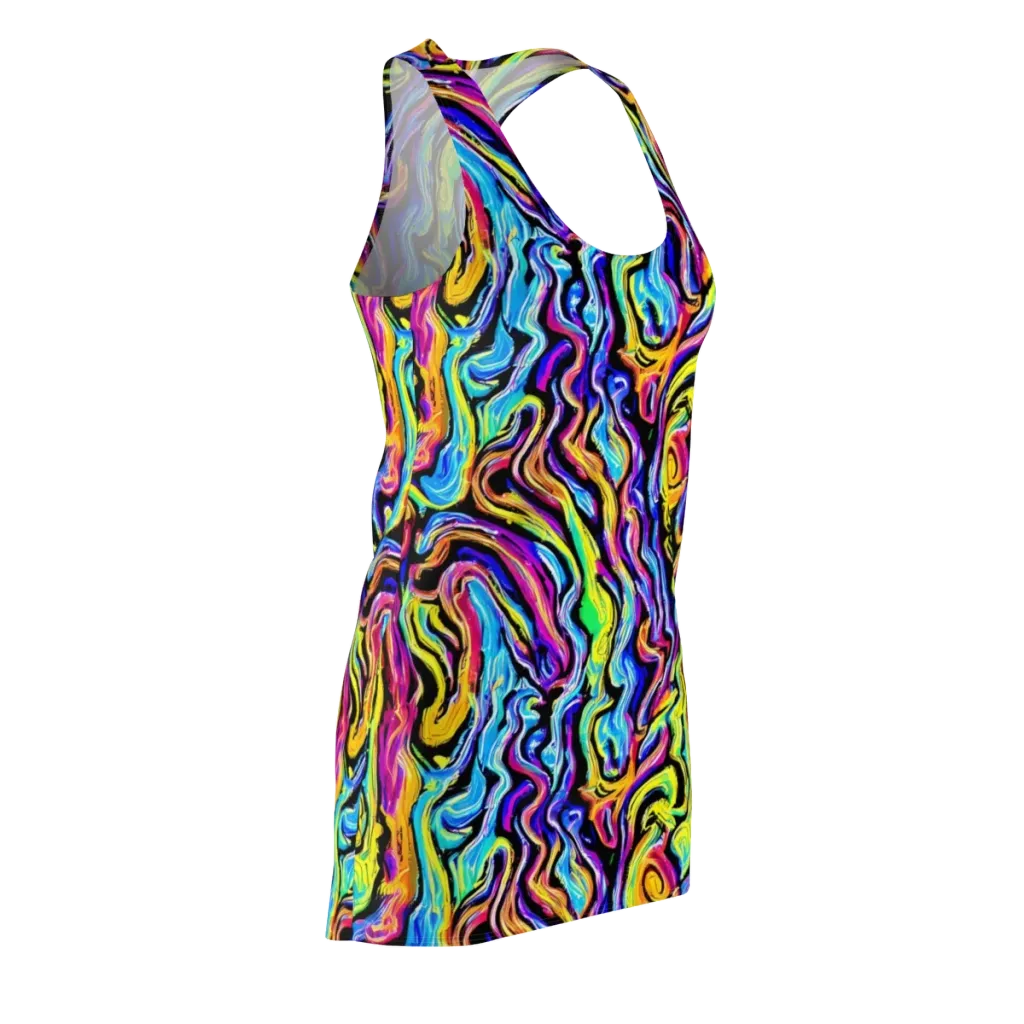Fuchsia Circuit on Racerback Dress — Front Side