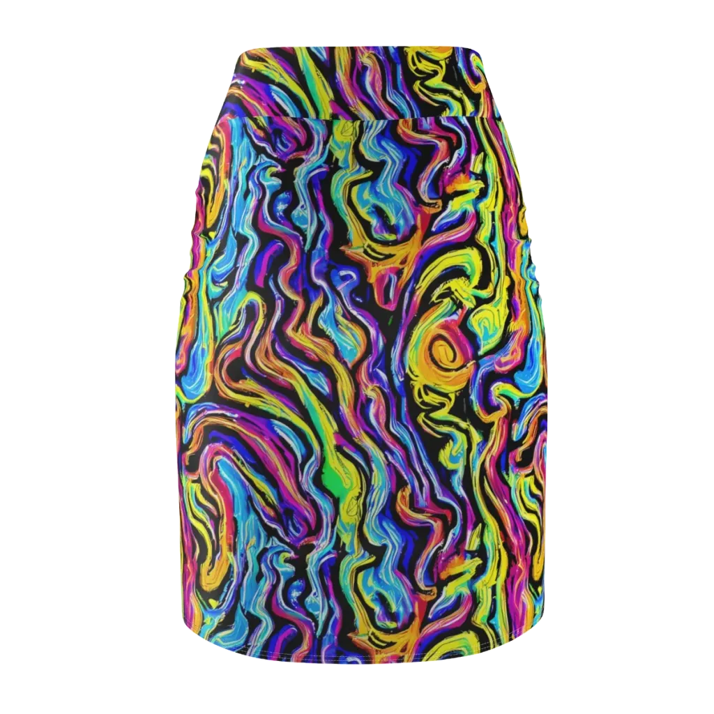 Fuchsia Circuit on Pencil Skirt — Back