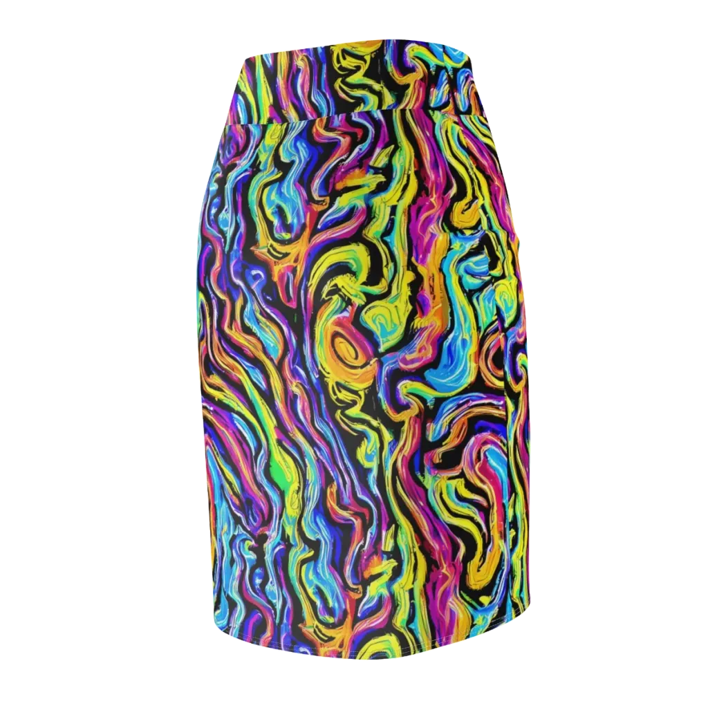 Fuchsia Circuit on Pencil Skirt — Back Side