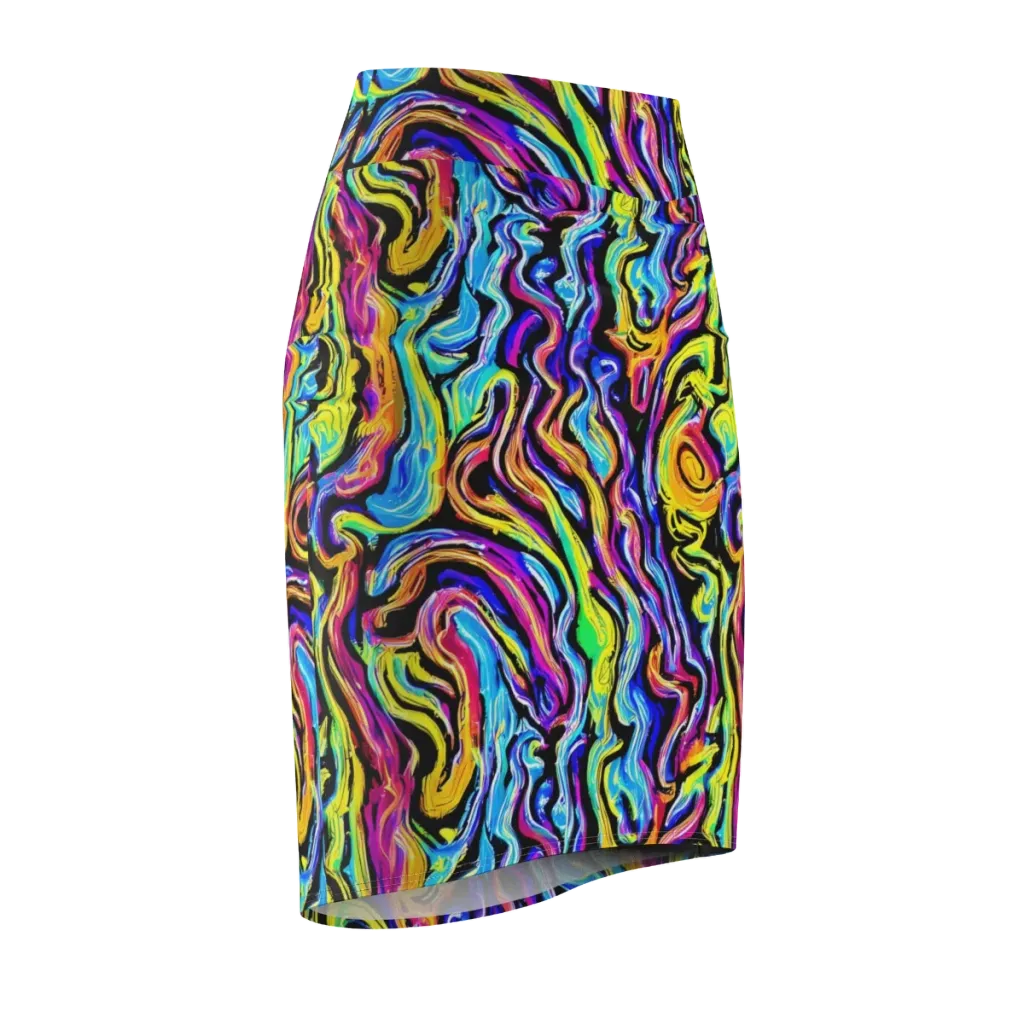 Fuchsia Circuit on Pencil Skirt — Front Side