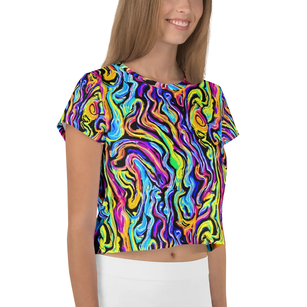 Fuchsia Circuit on Crop Tee — Right