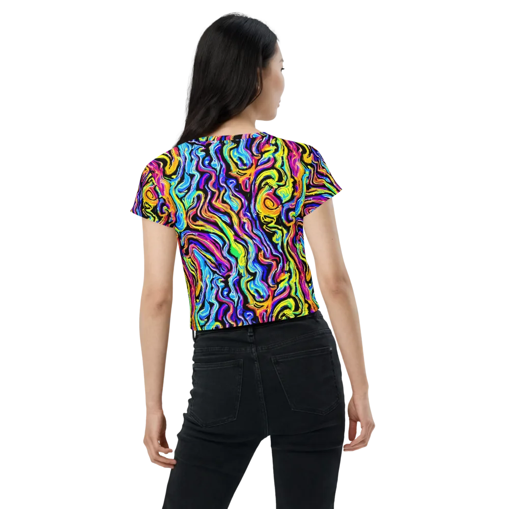 Fuchsia Circuit on Crop Tee — Back