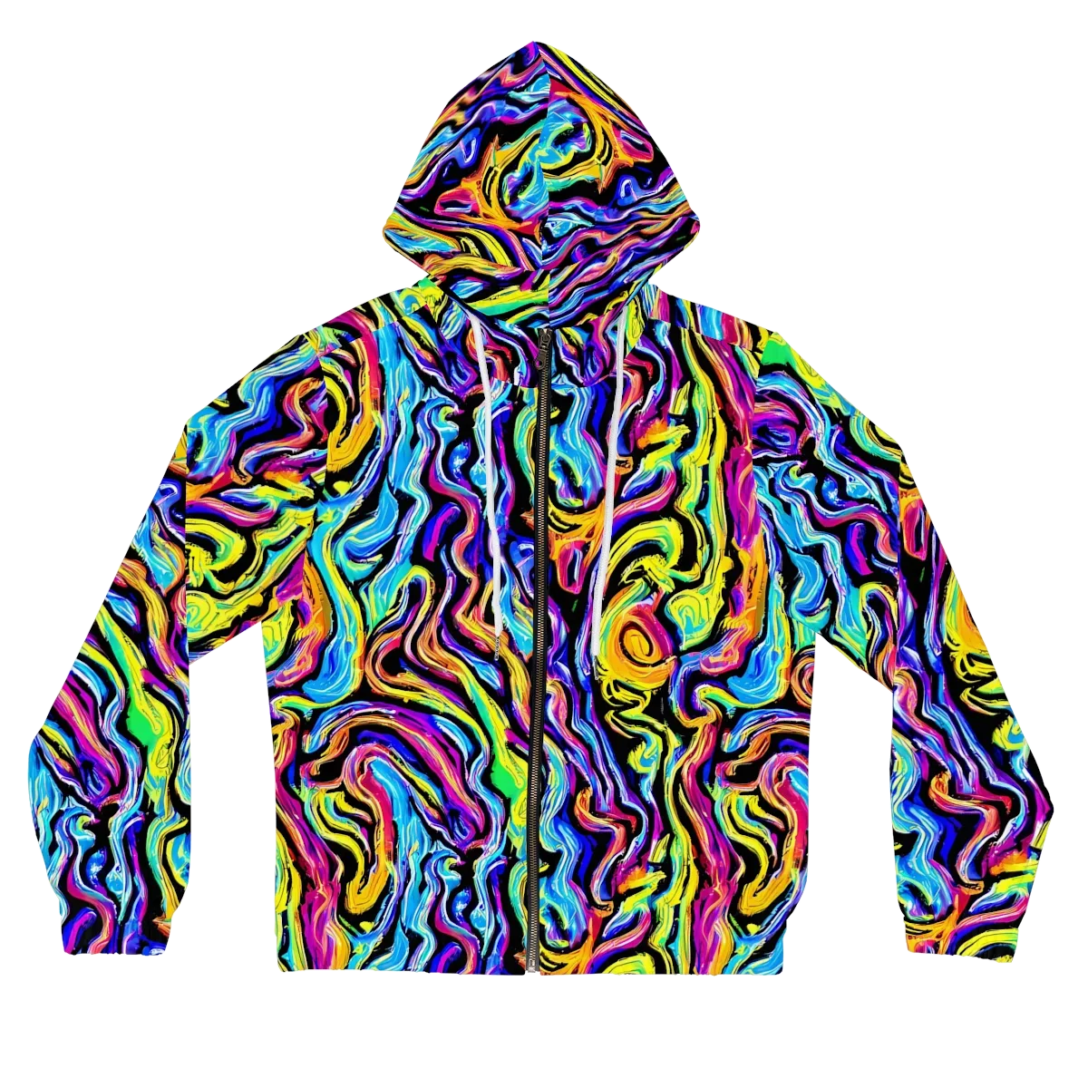 Fuchsia Circuit on Women's Full-Zip Hoodie — Front
