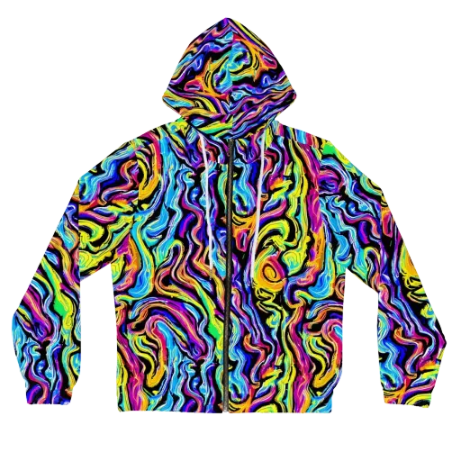 Fuchsia Circuit on a Women's Full-Zip Hoodie