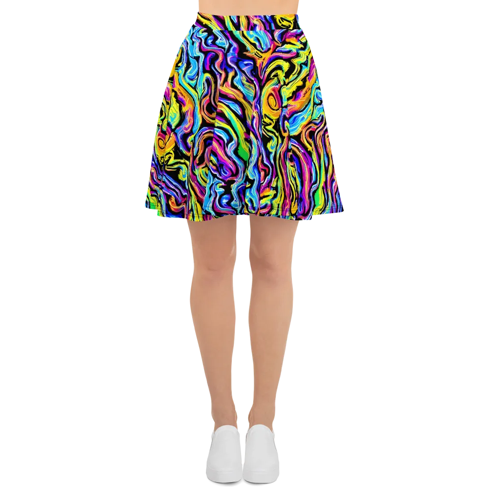 Fuchsia Circuit on Skater Skirt — Front