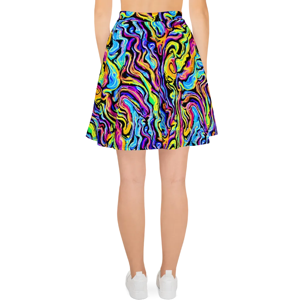 Fuchsia Circuit on Skater Skirt — Back